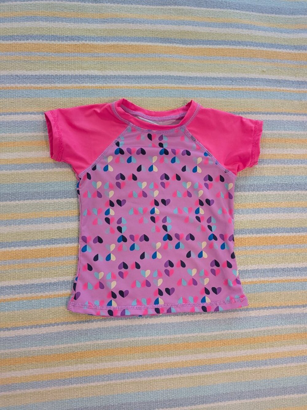Lands' End Toddler Girls Rash Guard XXS 2-3 Purple Pink UPF 50 Swim Shirt